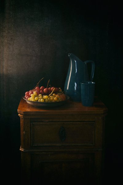 Dark Still Life Grapes by Ramiz Sahin