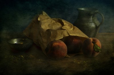 Moody Peaches Still Life by Ramiz Sahin