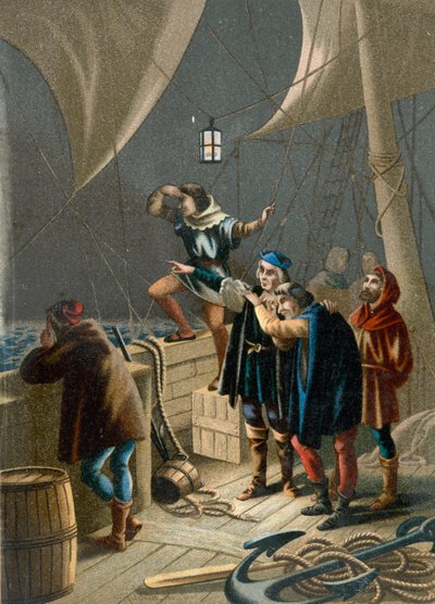 Columbus Seeing a Light Indicating the Proximity of Land by Ramon Puiggari