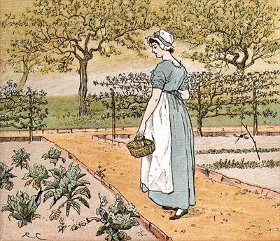 She went into the garden to cut a cabbage leaf to make an apple pie (illustration from 