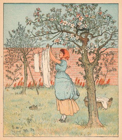 The Maid was in the Garden, Hanging out the Clothes, 1880 by Randolph Caldecott