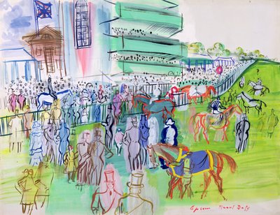 In front of the Grandstand at Epsom, c.1937 by Raoul Dufy