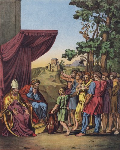 Joshua presiding over the allocation of the lands of Canaan to the Tribes of Israel by after Raphael