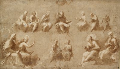 Christ and the Saints in Glory, Study for the Disputa, early 16th century by Raphael