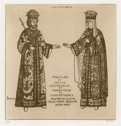 Slavic Princes in Costume as the Emperor and Empress of Constantinople (engraving) by Raphael Jacquemin