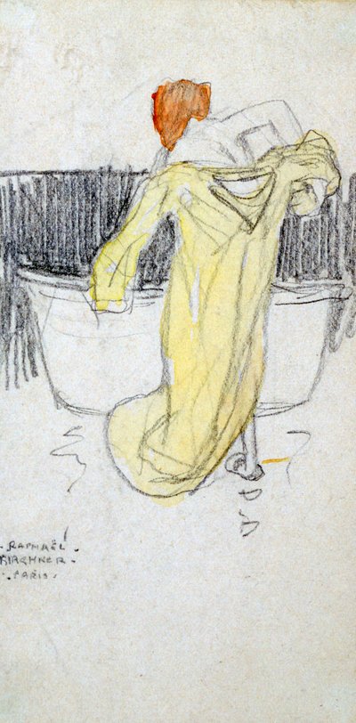 Red-headed Woman ... in the Bathroom by Raphael Kirchner