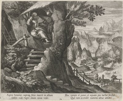 Saint Sabas as a Hermit (Hermits series) (Oraculum Anachoreticum series) by Raphaël Sadeler (I)