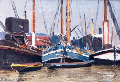 Boats in a Harbour by Raymond Bonnefon