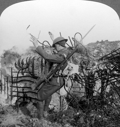 A Soldier Triggers a Booby Trap, World War I by Realistic Travels Publishers