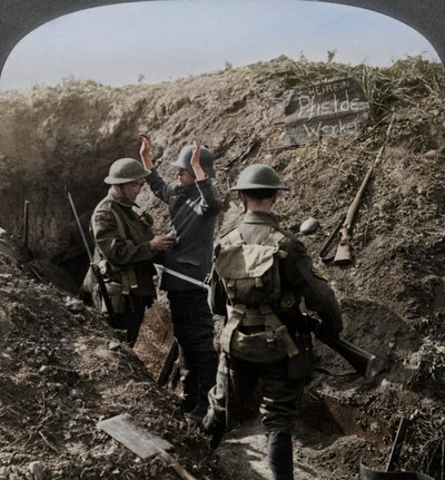 Interrogating a German prisoner to obtain information, World War I, 1914-1918 by Realistic Travels Publishers