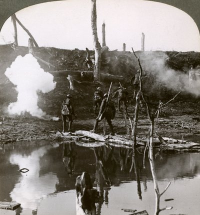 Soldiers Crossing the River Ancre, Battle of the Somme, France, World War I, 1916 by Realistic Travels Publishers