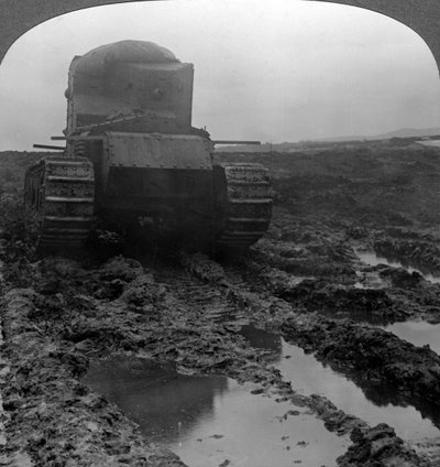 Whippet Tank on a Muddy Battlefield, Morcourt, France, World War I by Realistic Travels Publishers