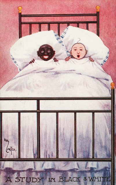 Black and white children in a bed by Reg Carter