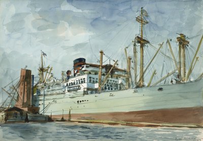 Steam Freighter and Tug by Reginald Marsh