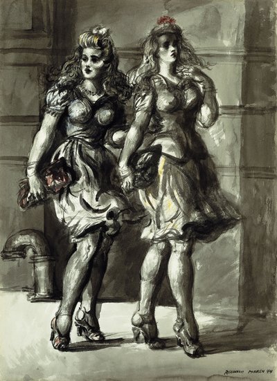 Two Young Women Walking by Reginald Marsh