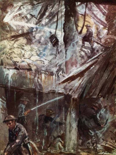 Firemen of the Wartime British National Fire Service After an Air Raid During the Blitz by Reginald Mills