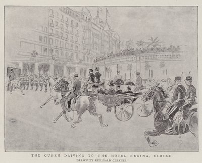 The Queen driving to the Hotel Regina, Cimiez by Reginald Thomas Cleaver