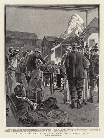 Watching an Ascent of the Matterhorn from a Zermatt Hotel by Reginald Thomas Cleaver