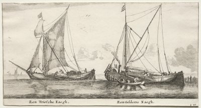 Ships of Amsterdam: A Frisian Bilander. A Geldersche Bilander by Reinier Nooms