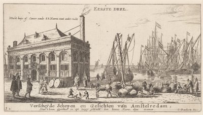View of the Port of Amsterdam with the Office of the Water Authority (Title Page) by Reinier Nooms, called Zeeman