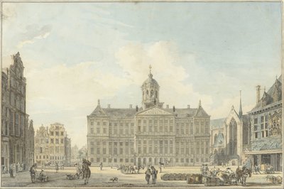Amsterdam, the Dam with the Town Hall and the Waag by Reinier Vinkeles (I)