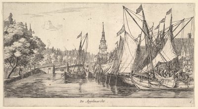 The Apple Market, from Views in Amsterdam, Plate 6, ca. 1659-62 by Reinier Zeeman