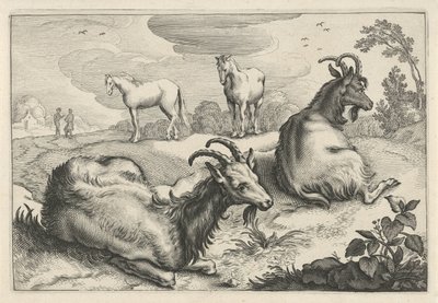 Landscape with Two Goats and Two Horses by Reinier van Persijn
