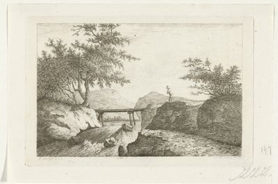 Bridge by a Waterfall by Reinierus Albertus Ludovicus baron van Isendoorn à Blois