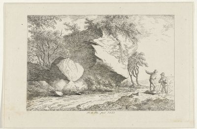 Landscape with Two Figures by a Rock by Reinierus Albertus Ludovicus baron van Isendoorn à Blois
