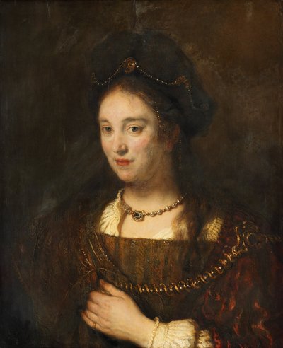 Half-figure of a Woman with Beret by Rembrandt