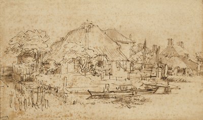 Cottage Beside a Canal by Rembrandt van Rijn