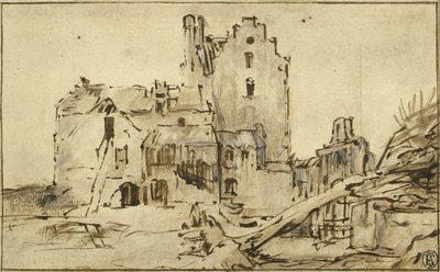 Kostverloren Castle in Decay by Rembrandt van Rijn