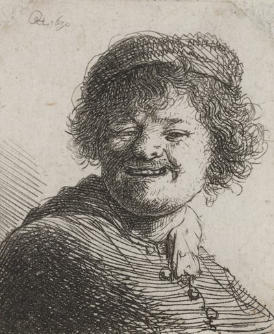 Rembrandt in a Cap, Laughing: Bust by Rembrandt van Rijn