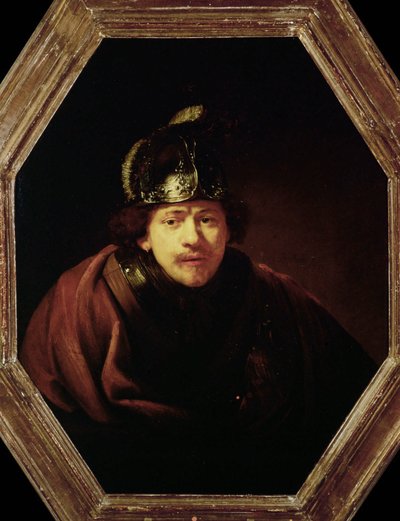 Self-Portrait with Helmet by Rembrandt Harmensz. van Rijn
