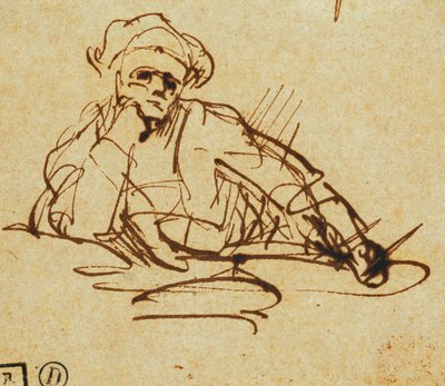 Study of a Writer, Seated, Pausing in Thought by Rembrandt van Rijn