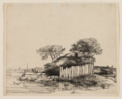 A Cottage with White Paling by Rembrandt van Rijn