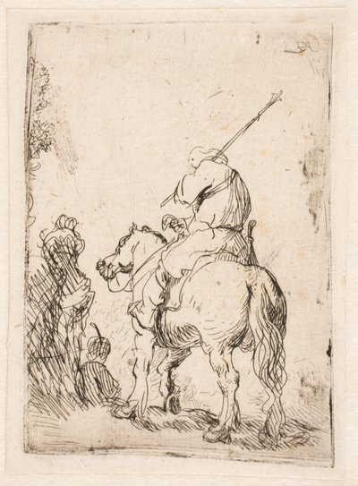 A Turbaned Soldier on Horseback by Rembrandt van Rijn