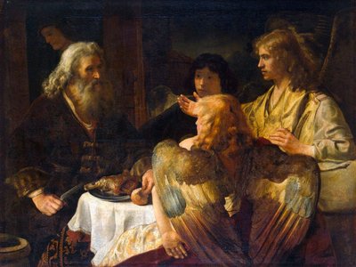 Abraham and the Three Angels by Rembrandt van Rijn