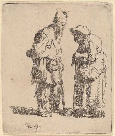 Beggar Man and Beggar Woman Conversing by Rembrandt van Rijn
