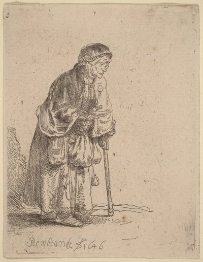 Beggar Woman Leaning on a Stick by Rembrandt van Rijn