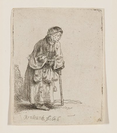 Beggar Woman Leaning on a Stick by Rembrandt van Rijn