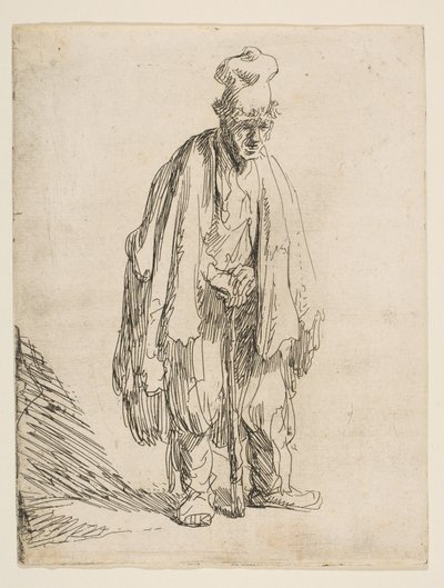 Beggar in a High Cap, Standing and Leaning on a Stick, ca. 1629 by Rembrandt van Rijn