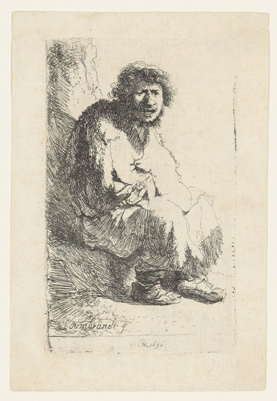 Beggar Seated on a Bank by Rembrandt van Rijn