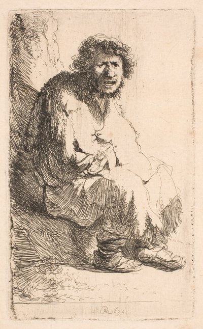 Beggar Seated on a Bank by Rembrandt van Rijn