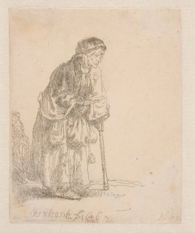 Beggar Woman Leaning on a Stick by Rembrandt van Rijn