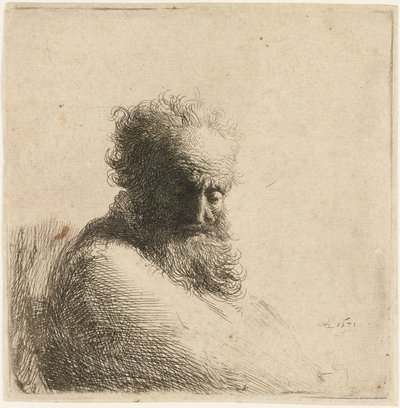 Bust of an Old Bearded Man, Looking Down by Rembrandt van Rijn