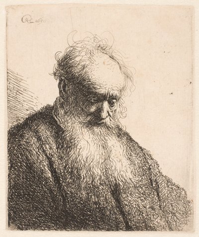 Bust of an Old Man with Flowing Beard: The Head Inclined Three-Quarters Right by Rembrandt van Rijn