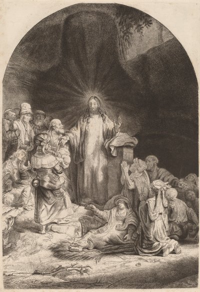 Christ Preaching and Healing (Fragment from the Hundred Guilder Print) by Rembrandt van Rijn