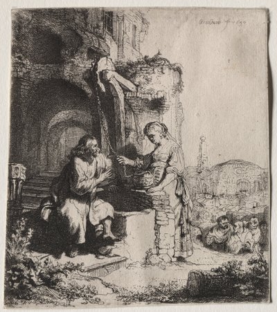 Christ and the Woman of Samaria Among Ruins by Rembrandt van Rijn