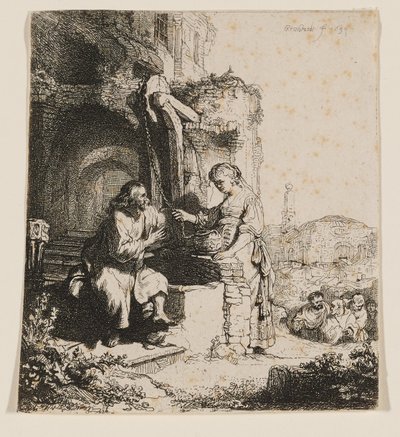 Christ and the Woman of Samaria: Among Ruins by Rembrandt van Rijn